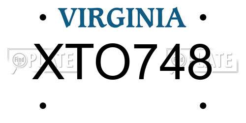 XTO748 Virginia License Plate