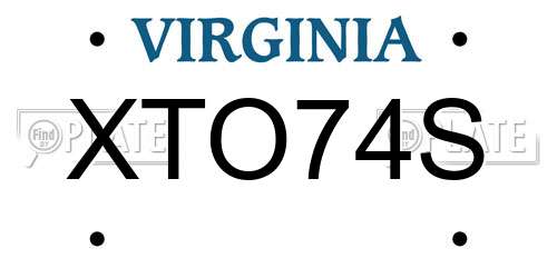 XTO74S Virginia License Plate