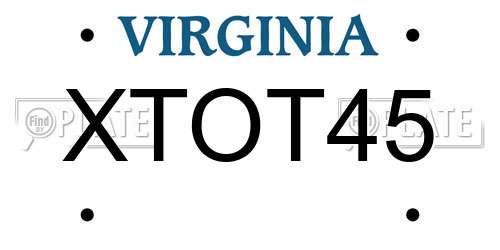 XTOT45 Virginia License Plate