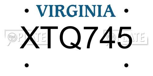 XTQ745 Virginia License Plate