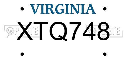 XTQ748 Virginia License Plate