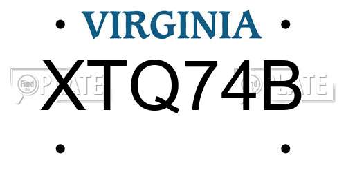 XTQ74B Virginia License Plate