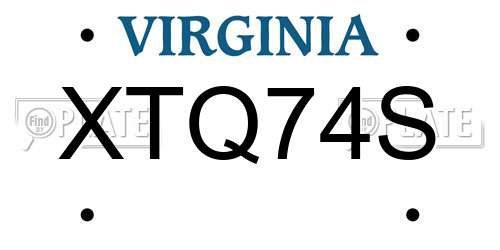 XTQ74S Virginia License Plate