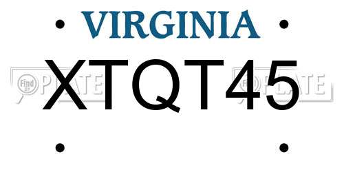 XTQT45 Virginia License Plate