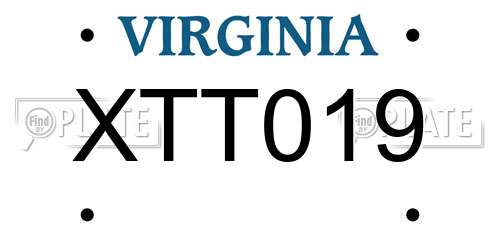 XTT019 Virginia License Plate
