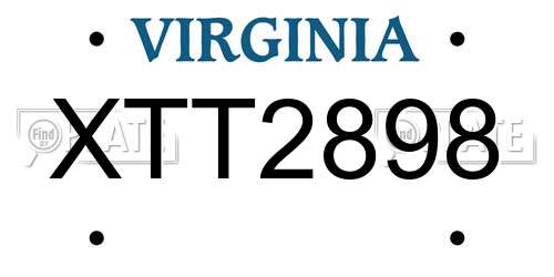 XTT2898 Virginia License Plate