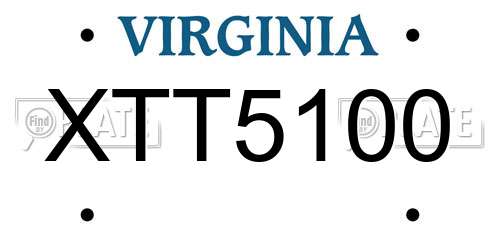 XTT5100 Virginia License Plate