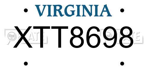 XTT8698 Virginia License Plate