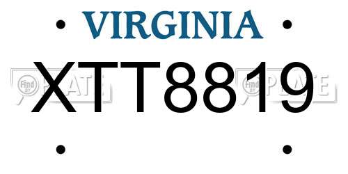 XTT8819 Virginia License Plate