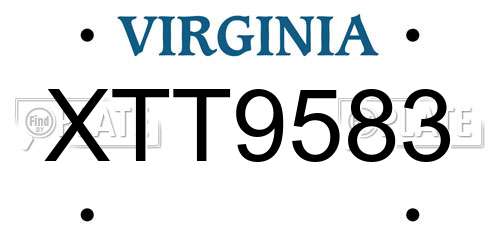 XTT9583 Virginia License Plate