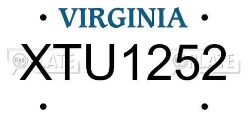 XTU1252 Virginia License Plate