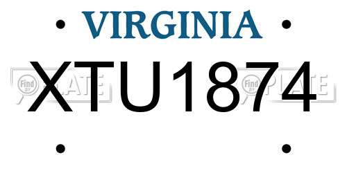 XTU1874 Virginia License Plate
