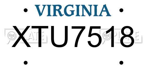 XTU7518 Virginia License Plate