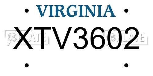 XTV3602 Virginia License Plate