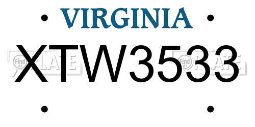 XTW3533 Virginia License Plate