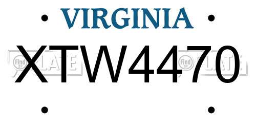 XTW4470 Virginia License Plate