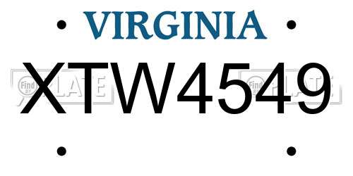 XTW4549 Virginia License Plate