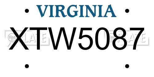XTW5087 Virginia License Plate