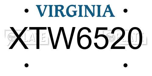 XTW6520 Virginia License Plate