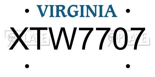 XTW7707 Virginia License Plate