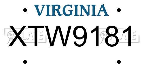 XTW9181 Virginia License Plate