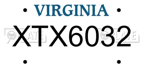 XTX6032 Virginia License Plate