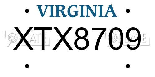 XTX8709 Virginia License Plate