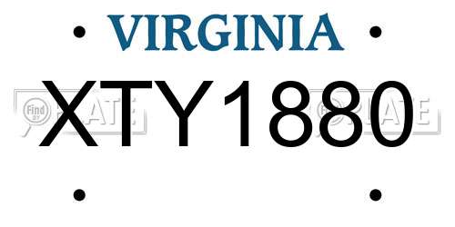 XTY1880 Virginia License Plate