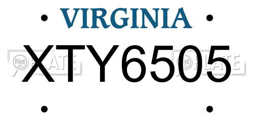 XTY6505 Virginia License Plate