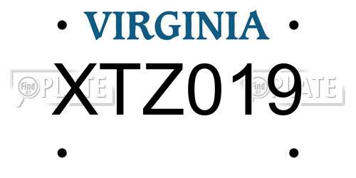XTZ019 Virginia License Plate