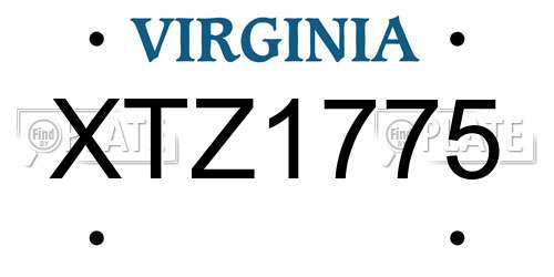 XTZ1775 Virginia License Plate
