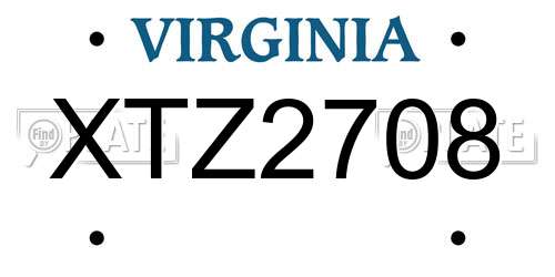 XTZ2708 Virginia License Plate