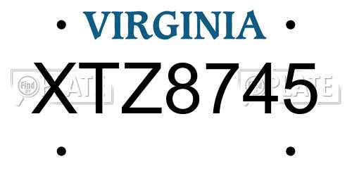 XTZ8745 Virginia License Plate