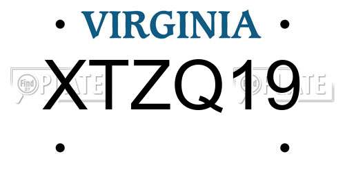 XTZQ19 Virginia License Plate