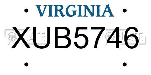 XUB5746 Virginia License Plate
