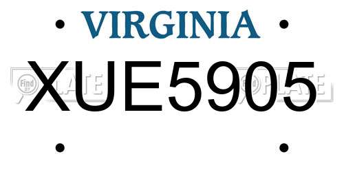 XUE5905 Virginia License Plate