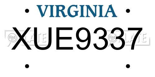 XUE9337 Virginia License Plate