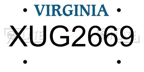 XUG2669 Virginia License Plate