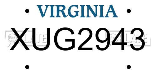 XUG2943 Virginia License Plate