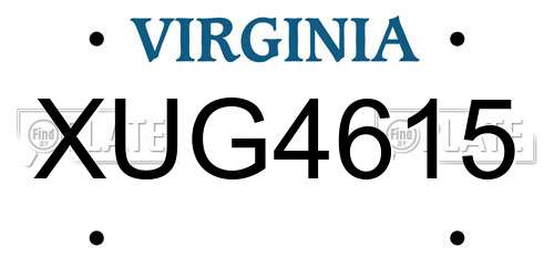 XUG4615 Virginia License Plate