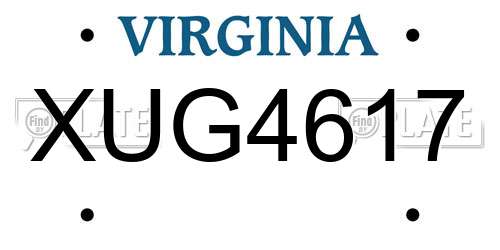 XUG4617 Virginia License Plate
