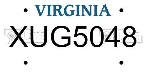 XUG5048 Virginia License Plate