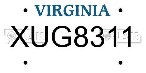 XUG8311 Virginia License Plate