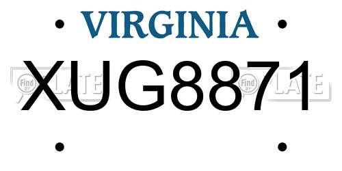 XUG8871 Virginia License Plate