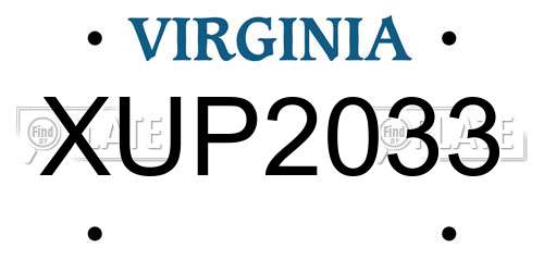 XUP2033 Virginia License Plate