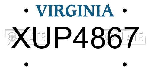 XUP4867 Virginia License Plate
