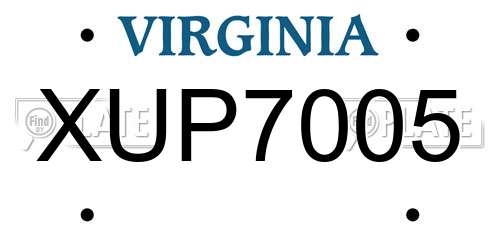 XUP7005 Virginia License Plate