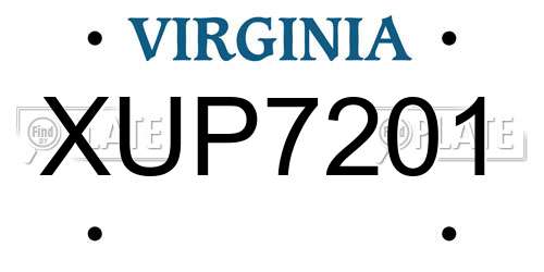 XUP7201 Virginia License Plate