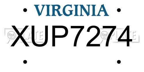 XUP7274 Virginia License Plate