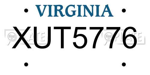 XUT5776 Virginia License Plate